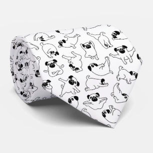cute yoga pet dog pattern white background neck tie