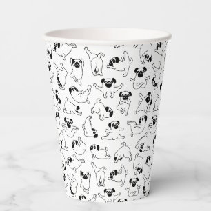 cute yoga pet dog pattern white background paper cups