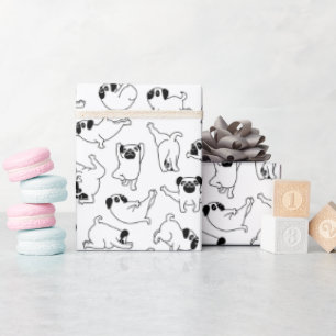 cute yoga pet dog pattern white background wrapping paper