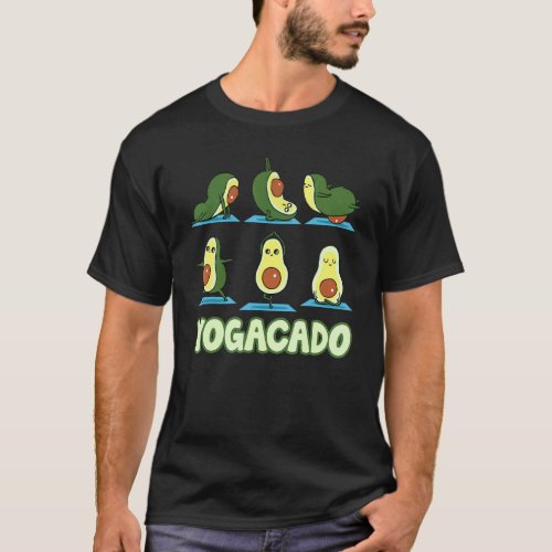 Cute Yogacado Avocado Yoga Asana Poses Meditation  T_Shirt