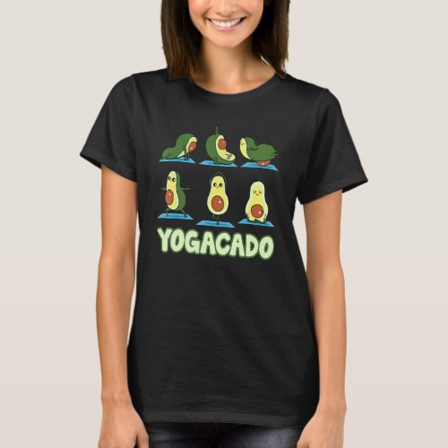 Cute Yogacado Avocado Yoga Asana Poses Meditation  T_Shirt