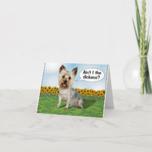 Cute Yorkie and Sunflowers Note Card