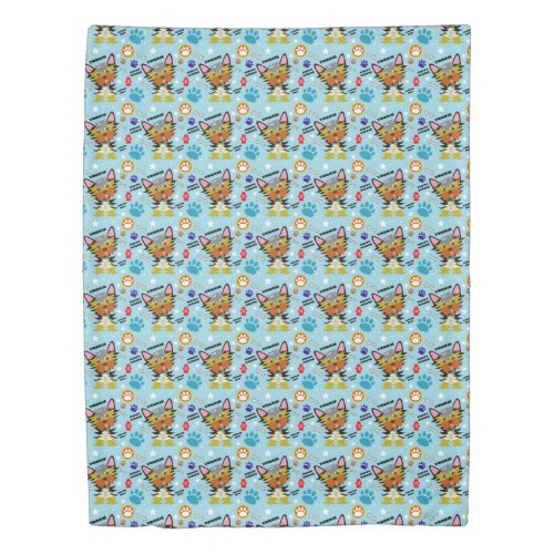 Cute Yorkie Cartoon Duvet Cover