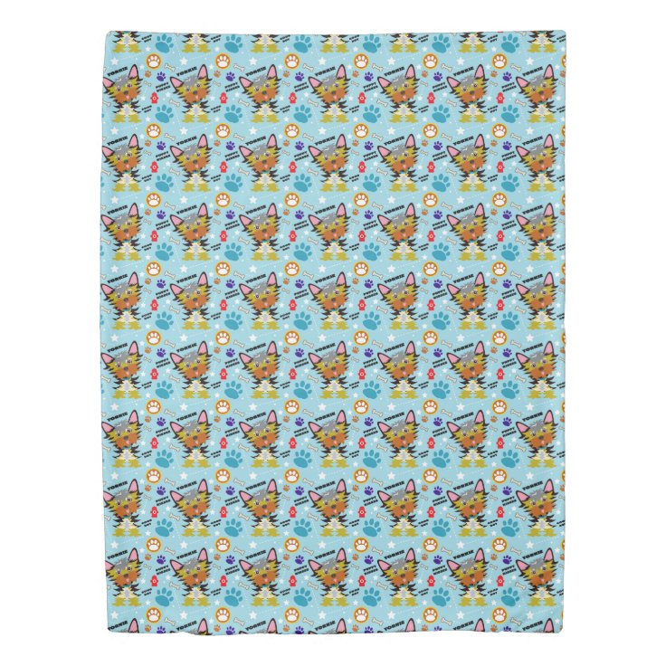 Cute Yorkie Cartoon Duvet Cover | Zazzle