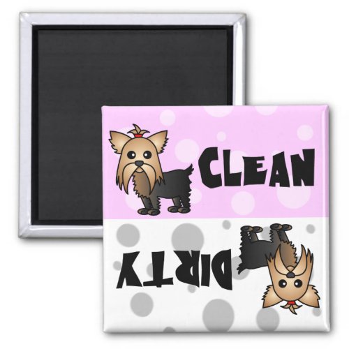 Cute Yorkie Clean  Dirty Dishwasher Magnet