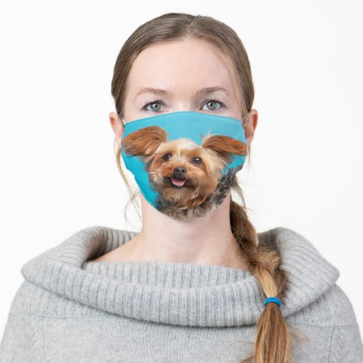 Cute Yorkie Dog Adult Cloth Face Mask (Worn)