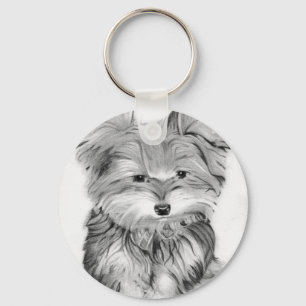 Cute Yorkie Dog Keychain