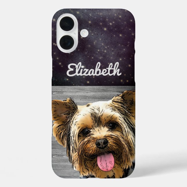 Cute Yorkie Dog Name Chic Purple Star Glam Terrier Case-Mate iPhone Case (Back)