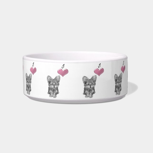 Cute Yorkie Dog Pet Bowl (Front)