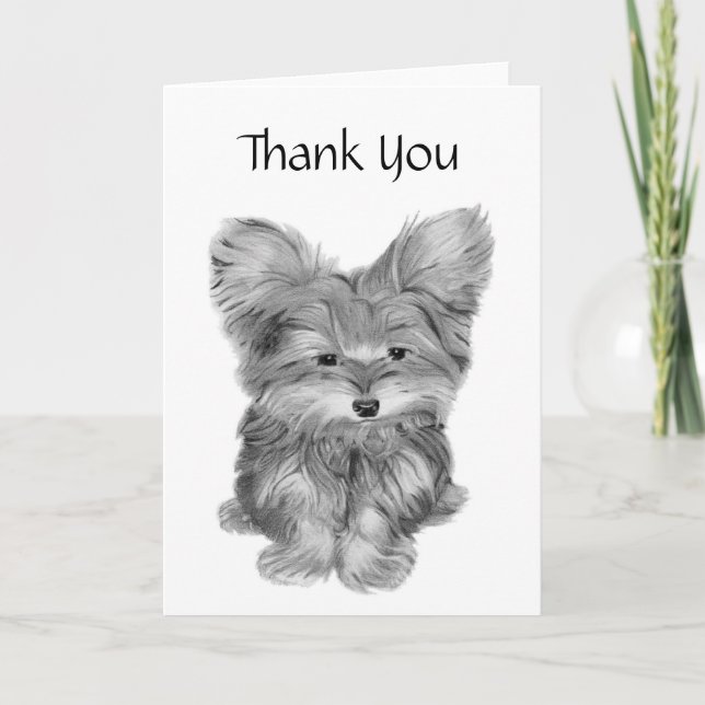 Cute Yorkie Dog Thank you and Get Well Greeting ca (Front)
