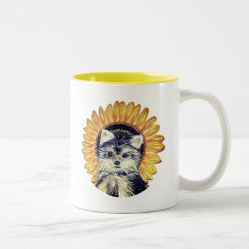 Cute Yorkie Dog Two_Tone Coffee Mug