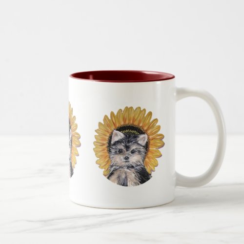 Cute Yorkie Dog Two_Tone Coffee Mug