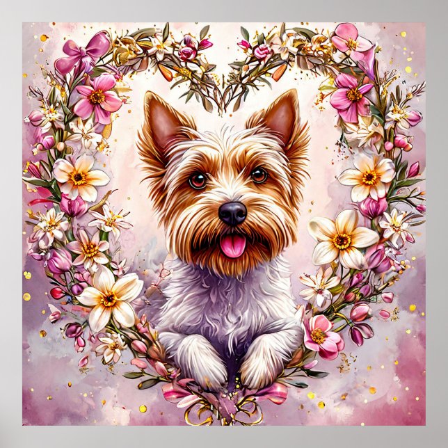 🐶 Cute Yorkie Floral For Dog Lovers Decor (Front)