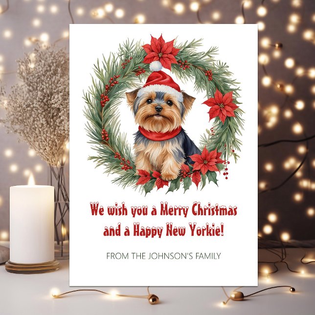 Cute Yorkie Funny Dog Pun Christmas Holiday Card (Cute Yorkie Funny Dog Pun Christmas Holiday Card)