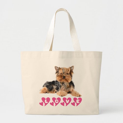 Cute Yorkie Gift Puppy Dog Lover Yorkshire Terrier Large Tote Bag