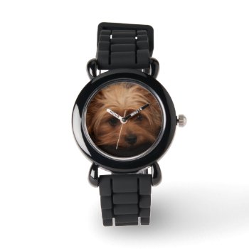 Cute Yorkie Glitter Watch by QuoteLife at Zazzle