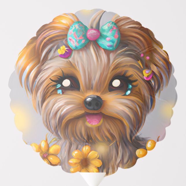 Cute Yorkie Kawaii Puppy  Balloon (Front)