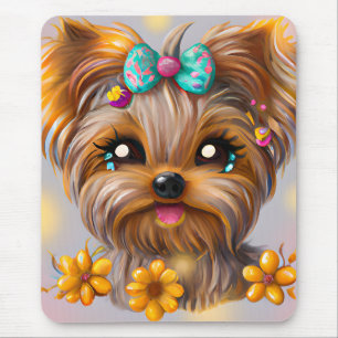 Cute Yorkie Kawaii Puppy  Mouse Pad