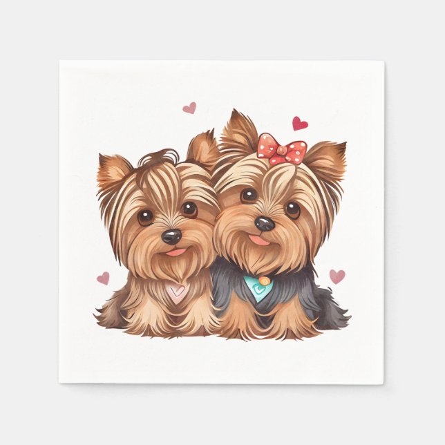 Cute Yorkie Love Puppy Dog Yorkshire Terrier Napkins (Front)