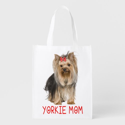 Cute Yorkie Mom Puppy Dog Gift Yorkshire Terrier Grocery Bag
