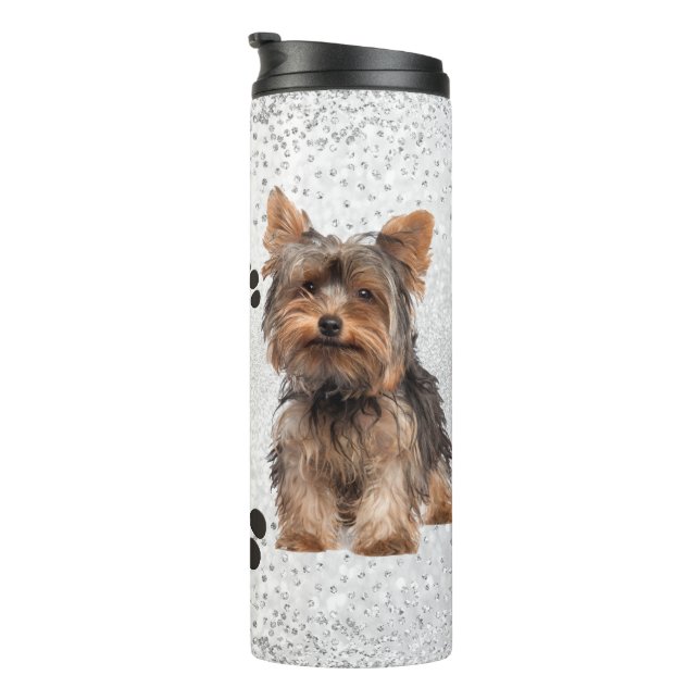 Cute Yorkie Mom Thermal Tumbler (Rotated Right)