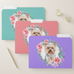 Cute Yorkie Pet Dog Watercolor Face Rose Wreath File Folder at Zazzle