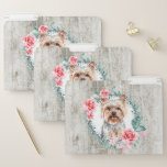 Cute Yorkie Pet Dog Watercolor Face Rustic Wood File Folder at Zazzle