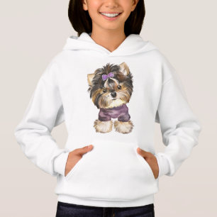 Cute Yorkie Puppy Dog Cartoon Yorkshire Terrier Hoodie