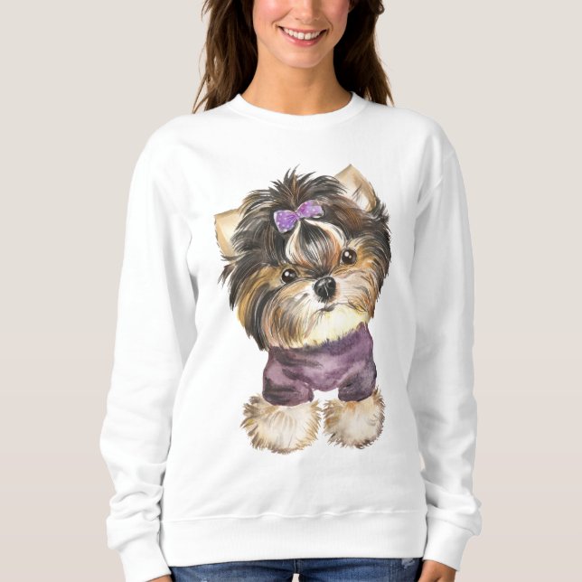 Cute Yorkie Puppy Dog Cartoon Yorkshire Terrier    Sweatshirt (Front)