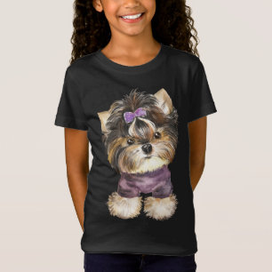Cute Yorkie Puppy Dog Cartoon Yorkshire Terrier T T-Shirt