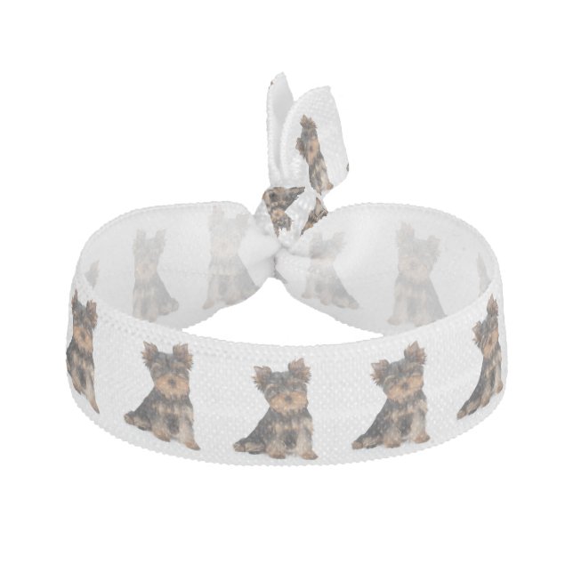 Cute yorkie puppy ribbon hair tie (Front)
