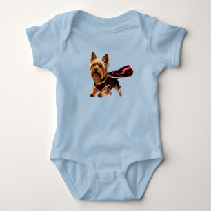 Cute Yorkie Superhero Baby Bodysuit