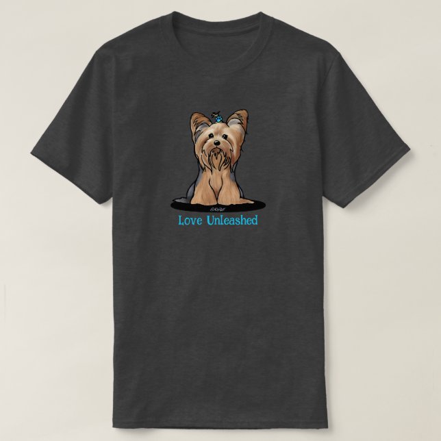 Cute  Yorkie Terrier T-Shirt (Design Front)