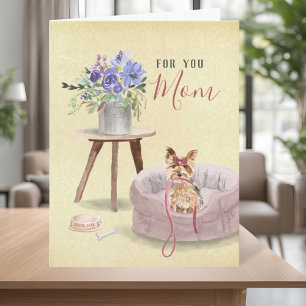 Cute Yorkie Watercolor Custom Name Happy Birthday Card
