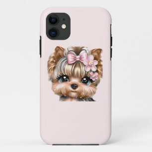 Cute Yorkie With a Pink Bow iPhone 11 Case