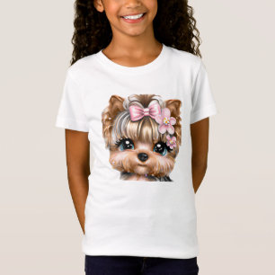 Cute Yorkie With a Pink Bow T-Shirt