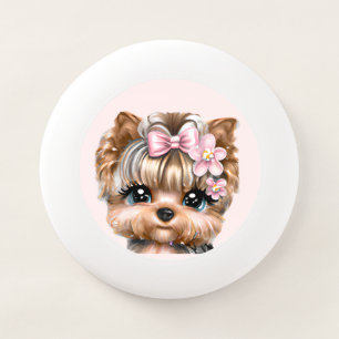 Cute Yorkie With a Pink Bow    Wham-O Frisbee