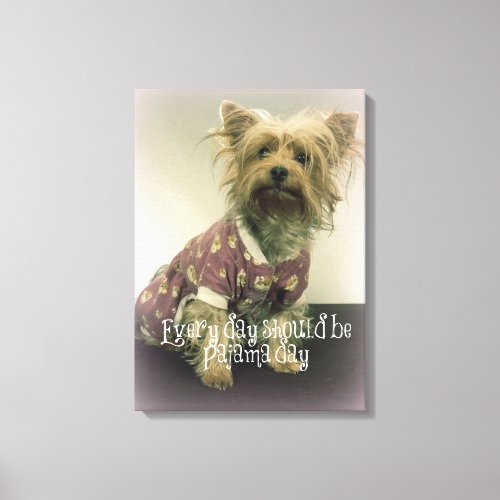 Cute Yorkie with Quote Canvas Print