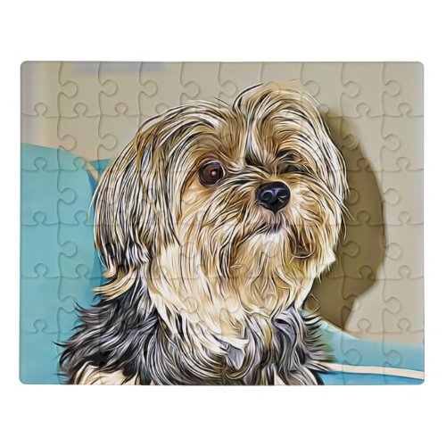 Cute Yorkie Yorkshire Terrier Digital Art Jigsaw Puzzle