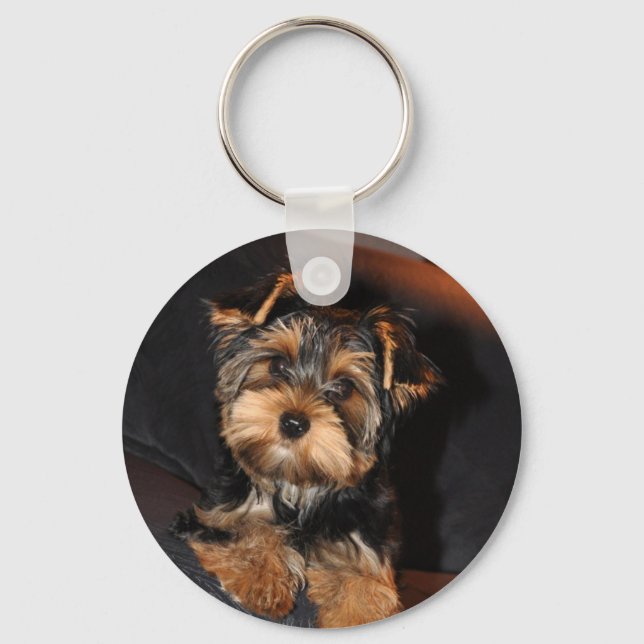 Cute Yorkie Yorkshire Terrier Dog Keychain (Front)