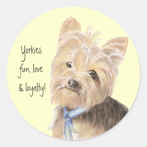 Cute Yorkie Yorkshire Terrier Dog Pet Classic Round Sticker