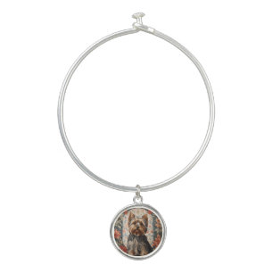 Cute Yorkie Yorkshire Terrier Portrait Bangle Bracelet