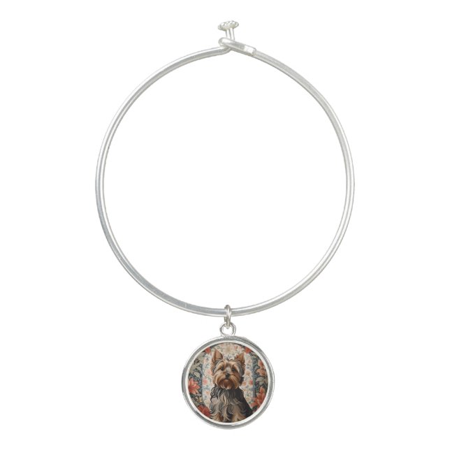 Cute Yorkie | Yorkshire Terrier Portrait Bangle Bracelet (Front)