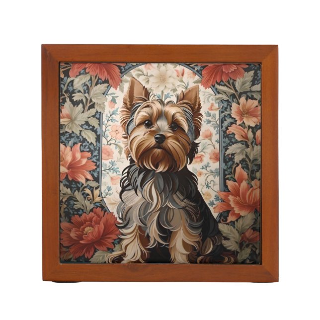 Cute Yorkie | Yorkshire Terrier Portrait Desk Organizer (Front)