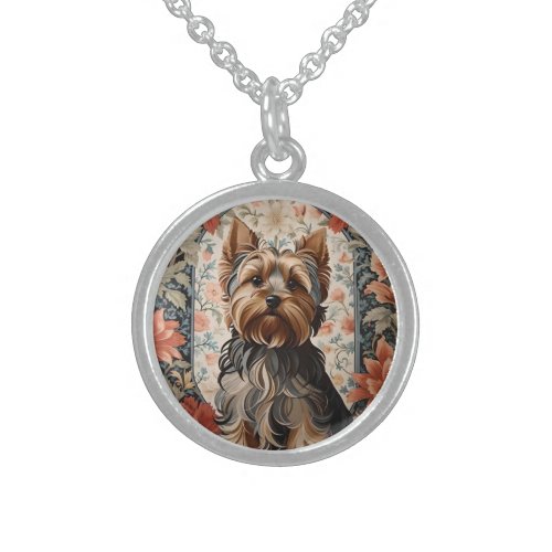 Cute Yorkie  Yorkshire Terrier Portrait Sterling Silver Necklace