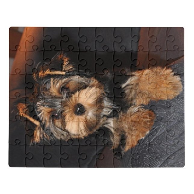 Cute Yorkie Yorkshire Terrier Puppy Dog Jigsaw Puzzle (Puzzle Horizontal)