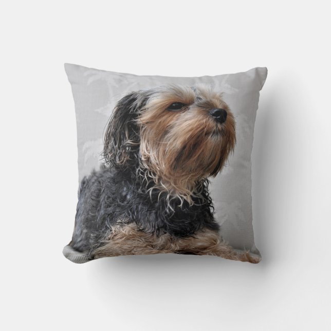Cute Yorkie Yorkshire Terrier Puppy Dog Throw Pillow (Front)