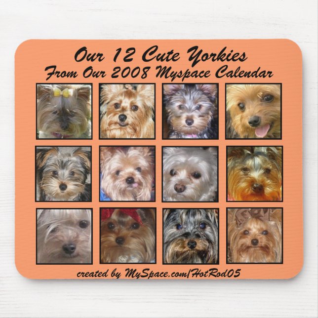 CUTE YORKIES 2008 CALENDAR ( mousepad) APRICOT Mouse Pad (Front)