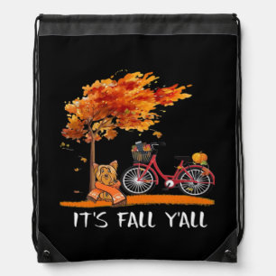 Cute Yorkshire Autumn Kawaii Yorkie It’s Fall Y’al Drawstring Bag