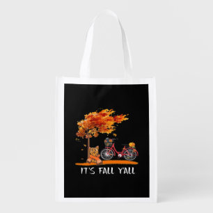 Cute Yorkshire Autumn Kawaii Yorkie It’s Fall Y’al Grocery Bag